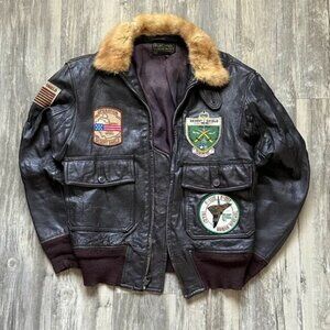 Vintage 50s 60s Foster USN G-1 Leather Flight Jacket Size Small